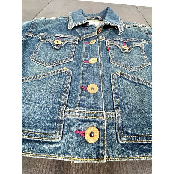Levi Strauss Girls' Blue Jeans Jacket Cropped Size M 10-12YRS Big Kid EUC - Picture 3 of 12